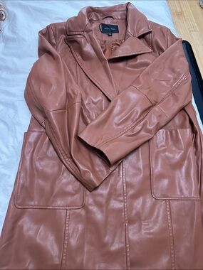 Banana Republic Faux Leather Trench Coat - Rust Brown